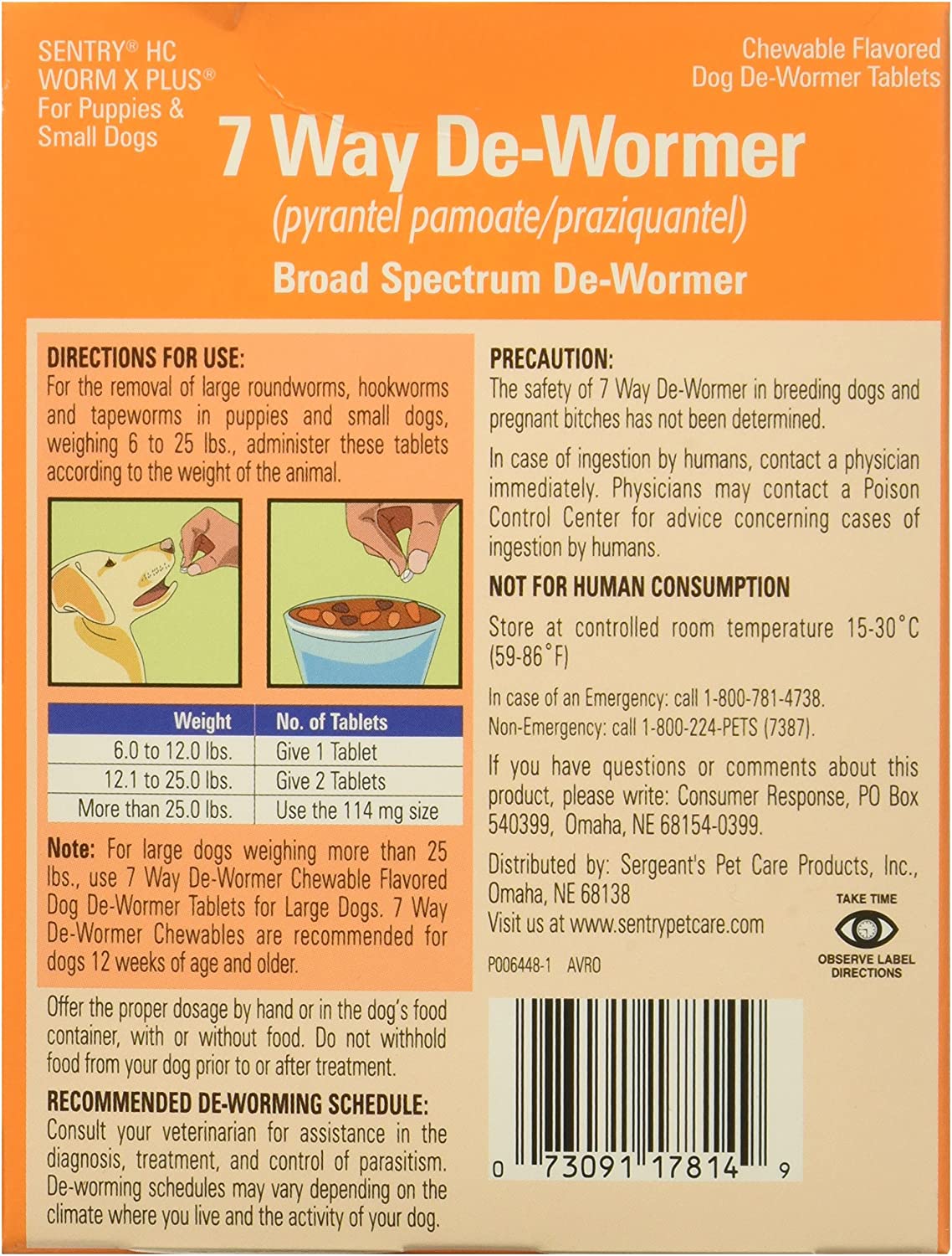 Sentry Worm X Plus 7 Way DeWormer Small Dogs (6 Count)