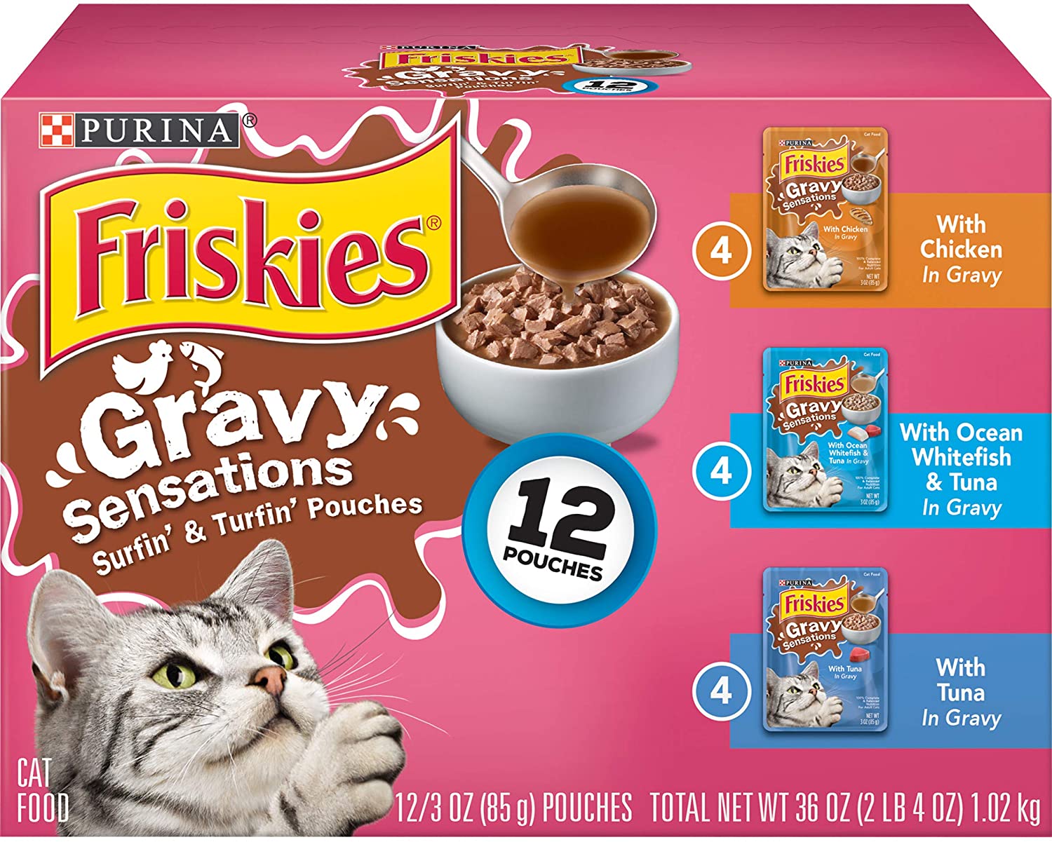 Gravy Sensations Variety Packs Wet Cat Food, Surfin\' & Turfin\' Favorites(12)