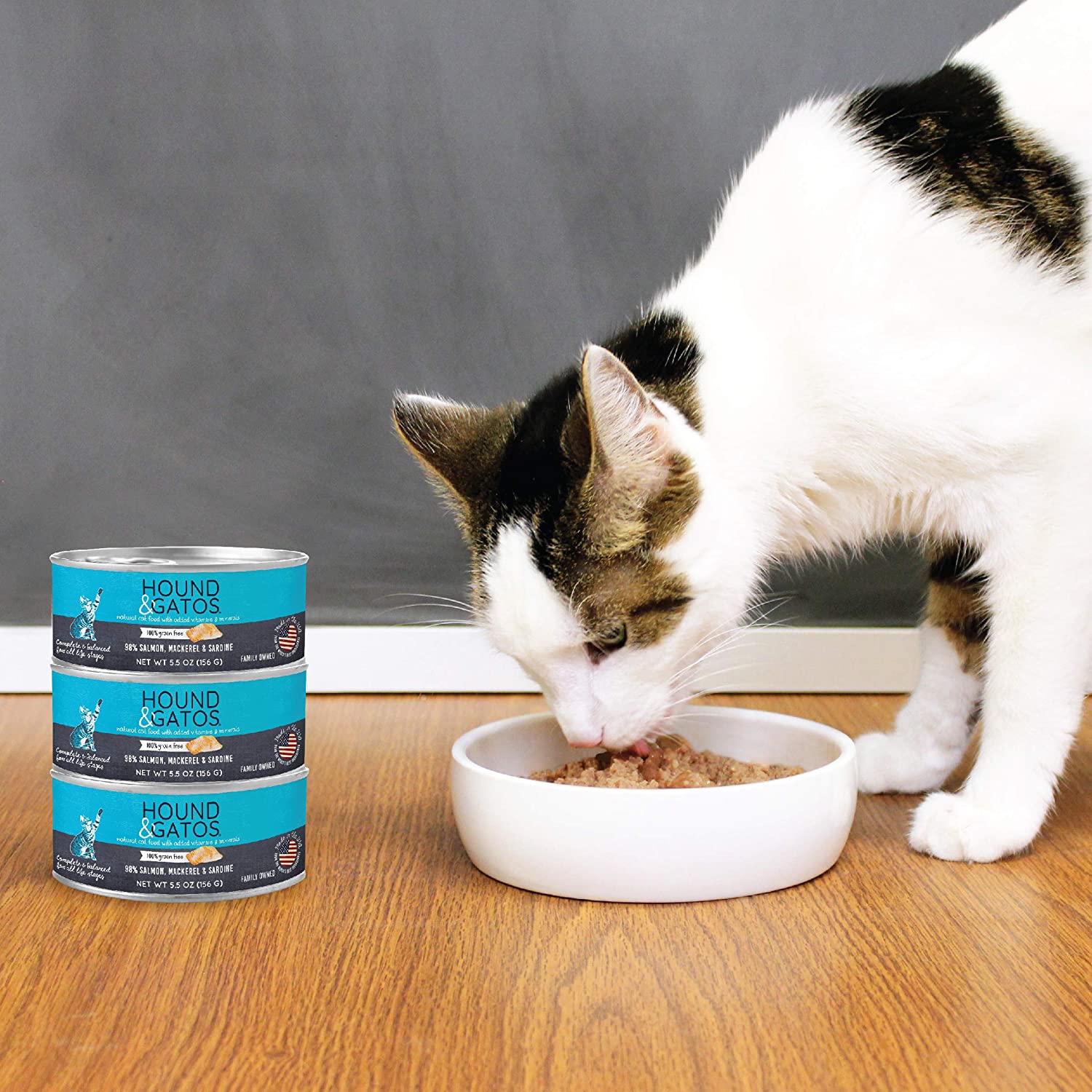 Hound & Gatos Natural Wet Cat Food, 98% Meat, Fish or Poultry Recipes, For All Life Stages, Made in the USA