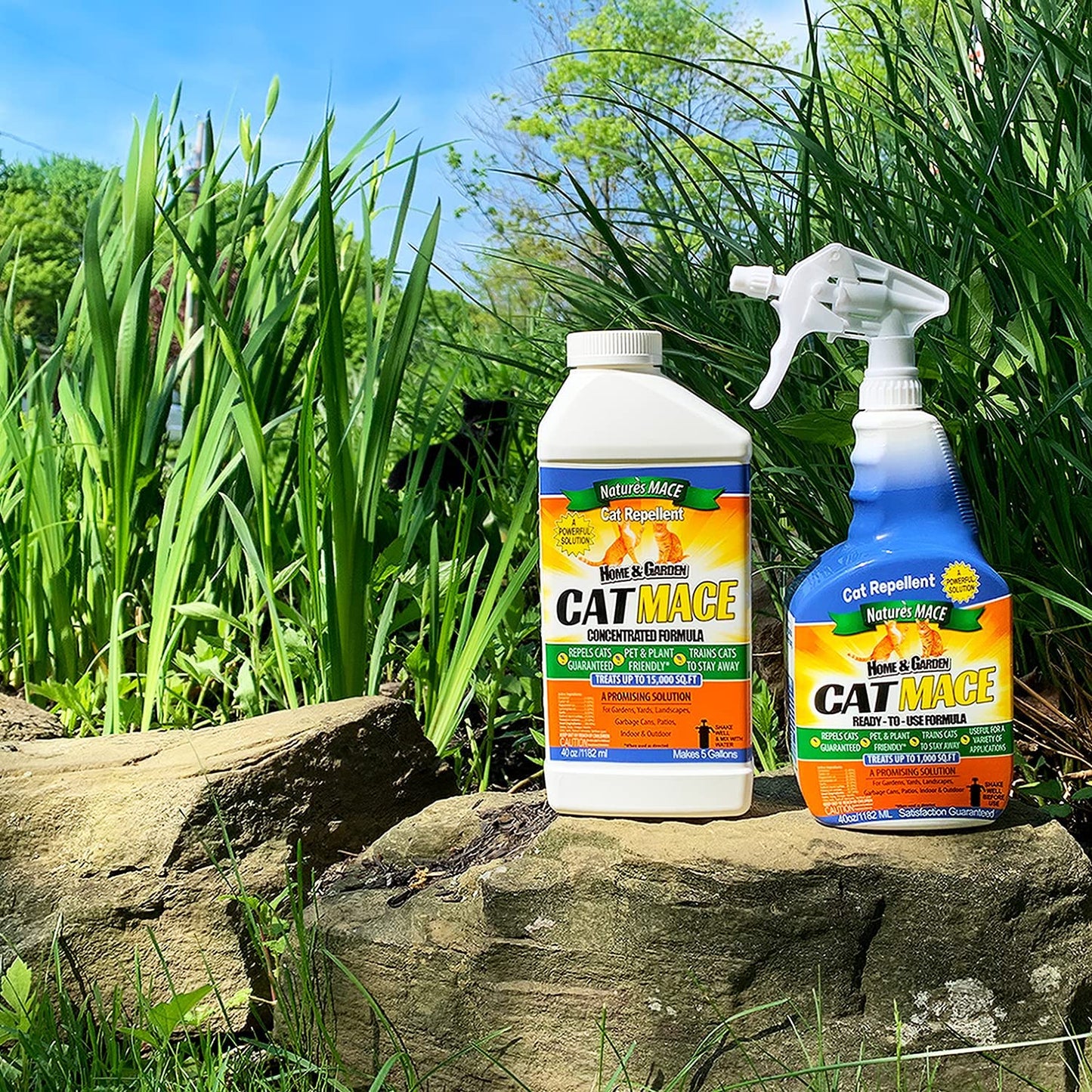 Nature's Mace Cat Repellent 40oz Spray/Treats 1,000 Sq. Ft. / Keep Cats Out of Your Lawn and Garden/Train Your Cat to Stay Out of Bushes/Safe to use Around Children & Plants