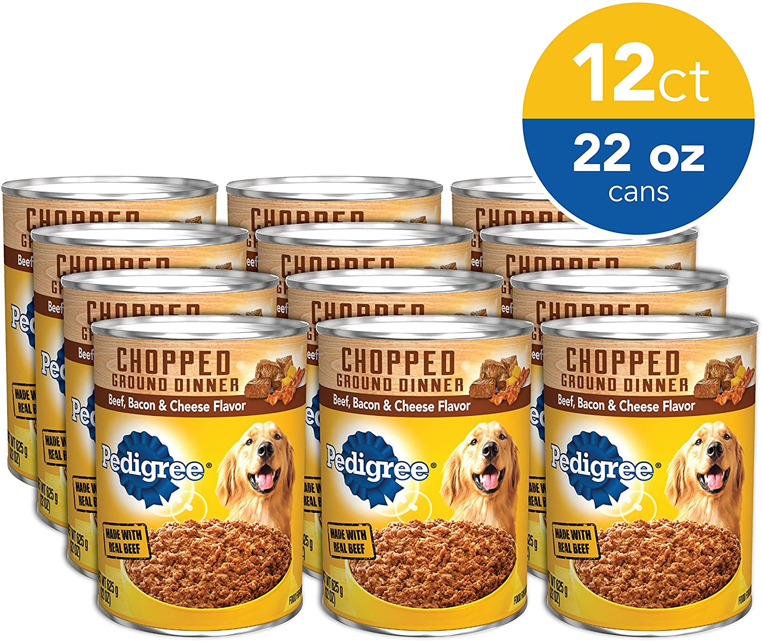 Pedigree Chopped Ground Dinner Wet Dog Food, 22 oz. Cans (Pack of 12)