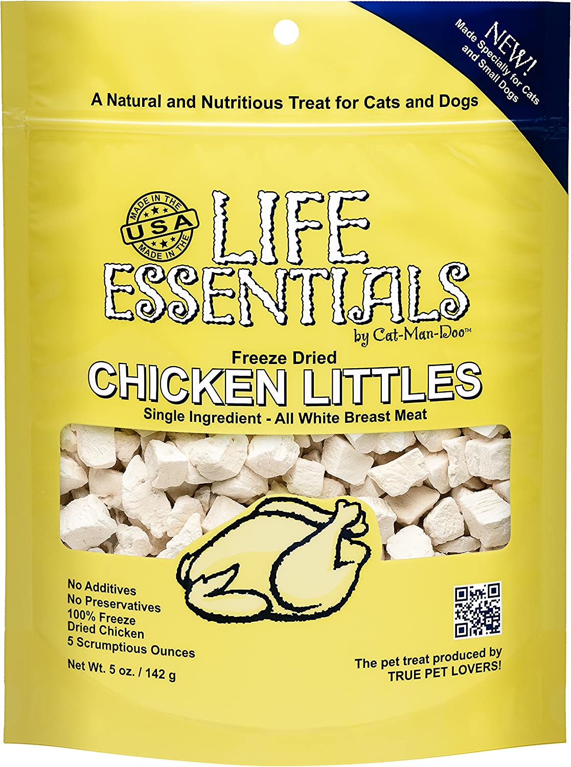 LIFE ESSENTIALS BY CAT-MAN-DOO Freeze Dried Chicken Little's for Dogs & Cats -5 oz
