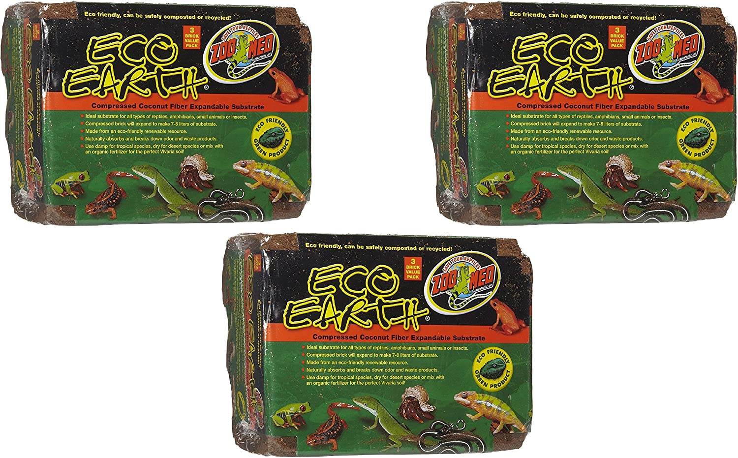 Zoo Med Eco Earth Compressed Coconut Fiber Substrate, 9 Bricks