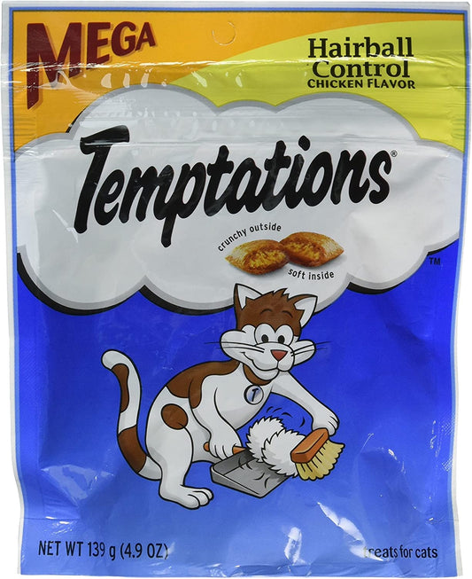 Whiskas Temptations Hairball Control Chicken Flavor Cat Treats 4.9 oz by Mars (3-Pack Bundle)